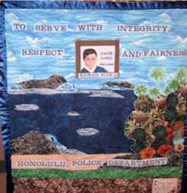 Priceless quilt of Hawaii Five-0 at the Honolulu Police Department museum